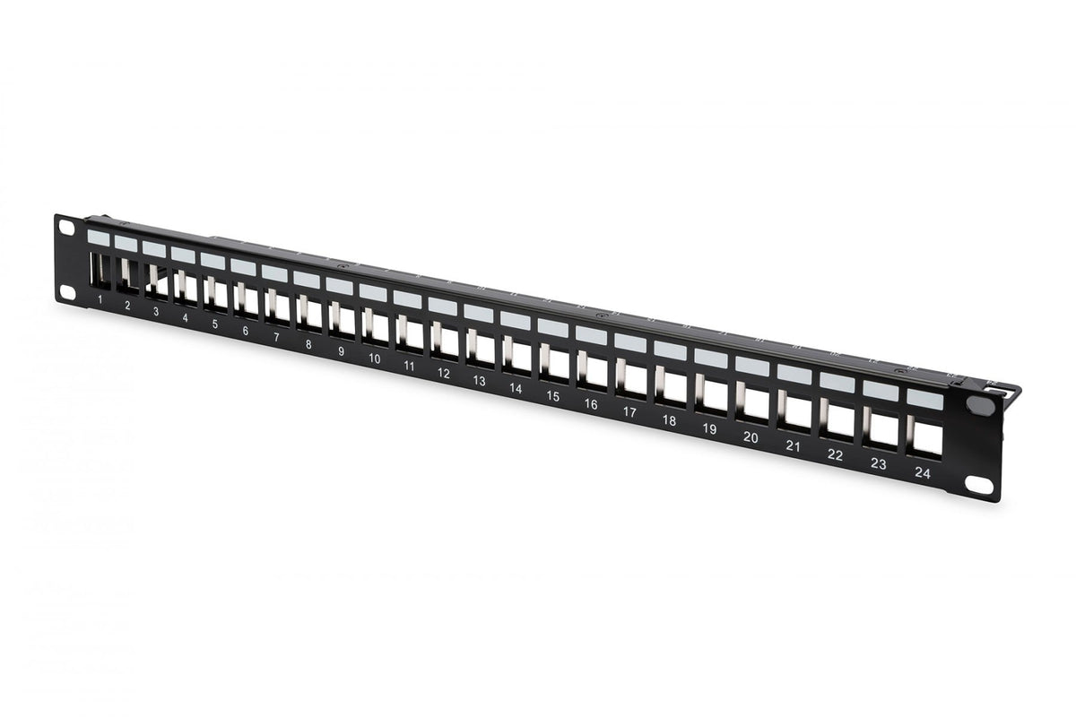 Modular Patch Panel, shielded 24-port, blank, 1U, rack mount, black RAL 9005