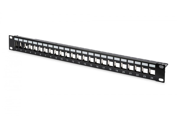 Modular Patch Panel, shielded 24-port, blank, 1U, rack mount, black RAL 9005