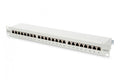 CAT 6 patch panel, shielded, 24-port RJ45, 8P8C, LSA, 1U, rack mount, grey, 482x44x109 mm
