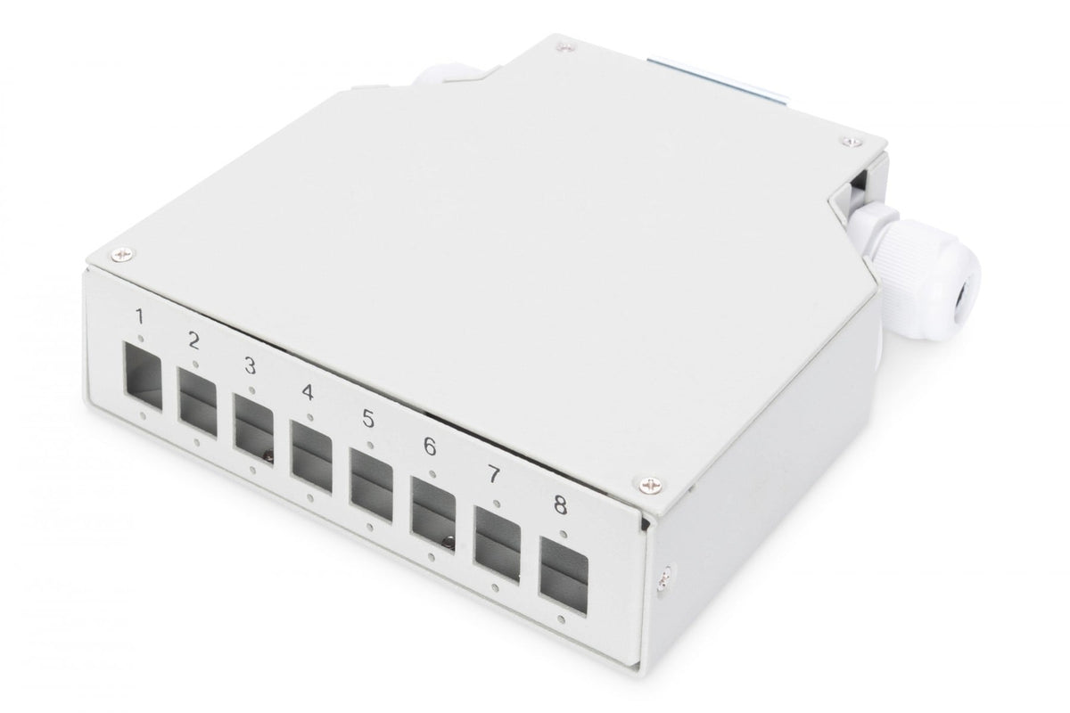 Din Rail Splice Box for 8 LC/DX couplers, Color grey