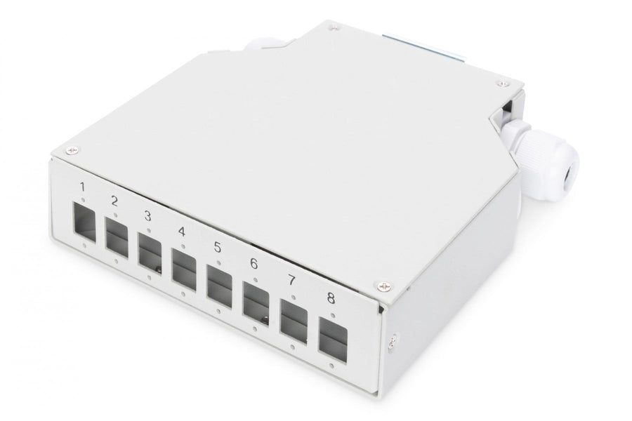 Din Rail Splice Box for 8 LC/DX couplers, Color grey