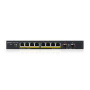 Zyxel GS1900-10HP v2, 8-port GbE L2 PoE Smart Switch + 2 SFP slots, 802.3at, desktop, fanless, 70 Watt
