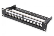 Modular Patch Panel, shielded, 12-Port Blank,1U,254mm (10") Rack Mount, black RAL 9005